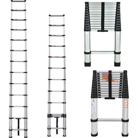 Teleskopleiter ausziehbar 5m 16.4FT Anlege- Klappleiter 150kg Belastbarkeit NEU