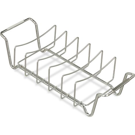 Soportes para costillas o cesta para asados de barbacoa práctico 25 x 20 x 10 cm de acero al carbono negro 130004806 (1/5)