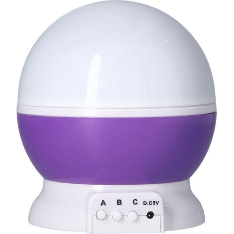 Veilleuse bébé projecteur d'étoiles rotatives avec changement de couleur violette (1/5)