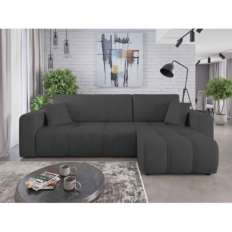 Ecksofa mit Schlaffunktion Sofa DAGNY in Stoff Cosmic Anthrazit Ottomane Rechts (1/5)