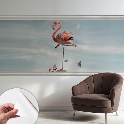 Papier peint adhésif autocollant pour salon chambre à coucher tendance et originale Flamant rose élégant 250x104 cm (1/5)