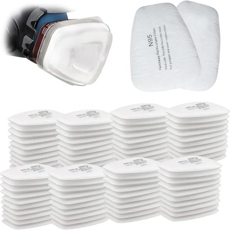 Filtres de Rechange 5N11CN (Lot de 80) – Anti-particules chimiques et vapeurs organiques – Pour masques 6200, 7502, 6800 – Blanc