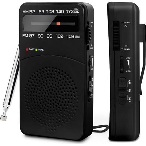 Radio Portable, AM(MW)/FM Radio a Pile, Transistor Radio de Poche avec Excellente Réception, Bouton de Réglage avec Indicateur de Signal,Mini Radio Portable (1/5)