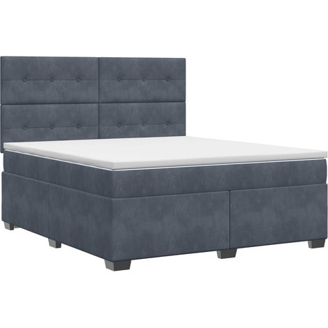 Maison Exclusive - Letto box spring con materasso Grigio Scuro 160 x 200 cm (1/5)