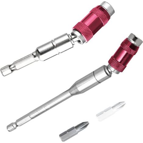 2 supports de forets magnétiques rotatifs de 145 mm + porte-forets de 90 mm, tournevis à changement rapide, aimant à tige hexagonale de 1/4", tournevis rapide pour cloisons sèches (1/5)
