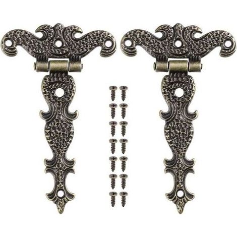 Lot de 2 charnières décoratives en alliage de zinc et en forme de T pour porte de placard (1/5)