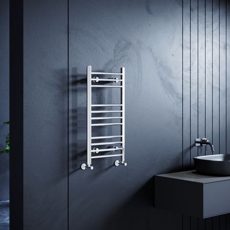 ELEGANT 800 x 400 mm Chrome Designer Flat Panel Towel Rail Radiator Bathroom Heated (1/5)