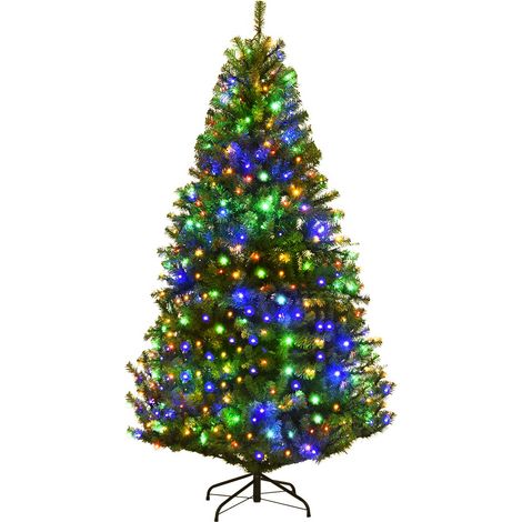 COSTWAY Weihnachtsbaum Kuenstlicher Tannenbaum mit LED-Lichterketten Christbaum beleuchtet 180 cm Gruen (1/5)