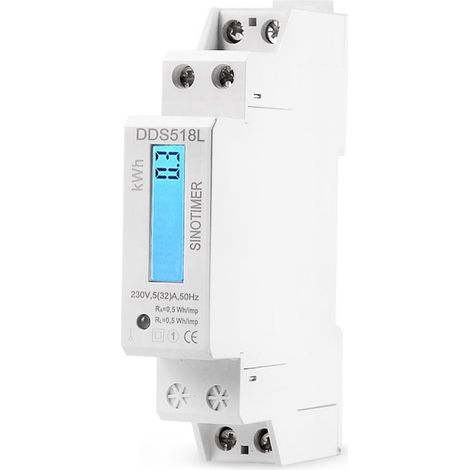 Compteur d'électricité monophasé intelligent à écran LCD rétroéclairé DDS518L, montage sur rail, 1 pôle, 32 A, 230 V 50HZ (1/4)
