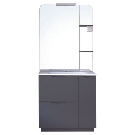 ONDEE ZEN - Meuble de salle de bain à poser PALERMO - 80cm - Gris anthracite - laqué (1/3)