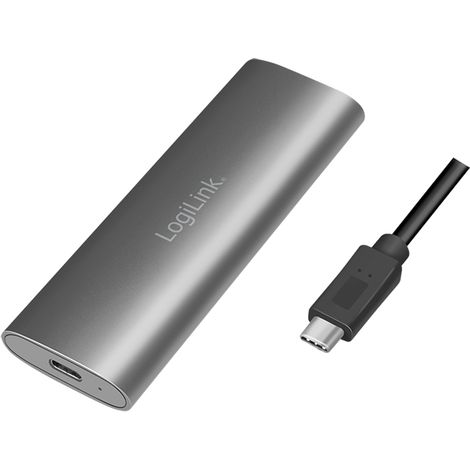 Boîtier de disque dur LOGILINK UA0389, SSD M.2 PCIe NVMe, SSD SATA, argent (1/5)