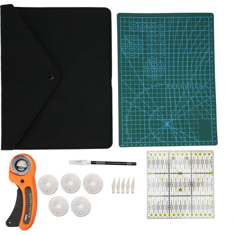 Lot de couteau rotatif pour cuir, outil de gravure, tapis de découpe, règle de patchwork, kit complet (1/5)