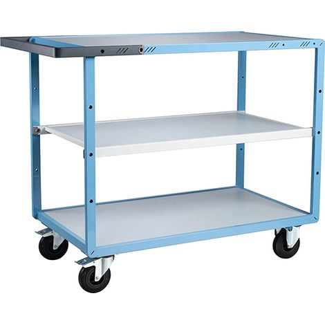 Carrello montato con struttura saldata - 3 ripiani in melaminico 1000x600 mm - Portata massima 250 kg - Maniglia singola - Ruote in gomma - 880702112 (1/5)