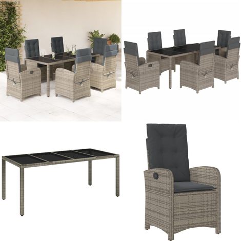 Ensemble à manger de jardin et coussins 7 pcs gris rotin - Chaise de jardin - Table de jardin (1/5)