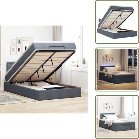 Coprimaterasso - vidaXL Struttura Letto Pouf con Materasso 120x200 cm Velluto - Luci a LED