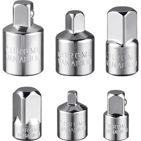 6-Piece Ratchet Socket Adapter Set, 1/2" to 3/8" and 1/4" Reducers, Compatible with Ratchets and Sockets (1/5)