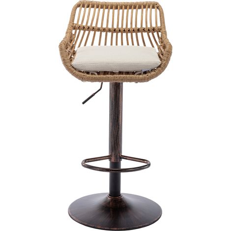 Set di 2 sgabelli da bar in rattan beige girevoli 360° e regolabili in altezza (1/5)