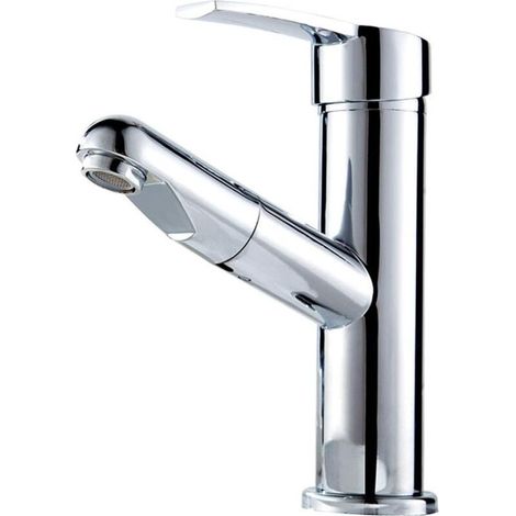 Robinet d'évier de salle de bain, robinet d'évier de salle de bain moderne à poignée unique, robinet de salle de bain de cuisine, robinet d'évier extractible adapté aux accessoires de salle de bain et (1/5)