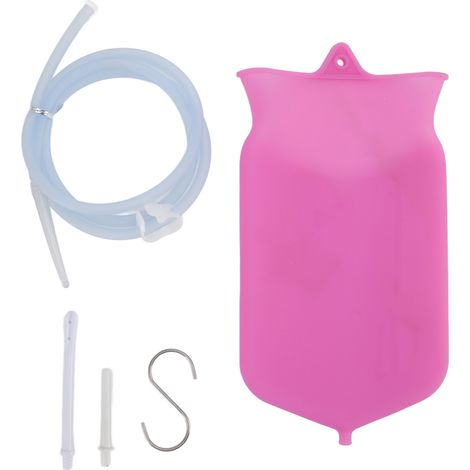 Kit de lavement en silicone 2L rose pour nettoyage du côlon à domicile, portable et hygiénique (1/5)