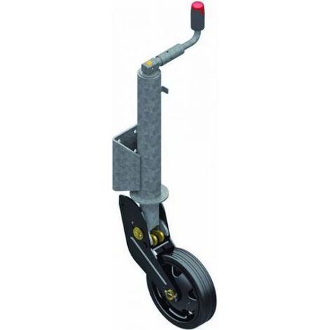 Roue de remorque jockey acier 260x65 mm – Entraxe 73 mm – Charge max 800 kg – Relevage semi-automatique avec manivelle escamotable – Al-Ko (1/4)