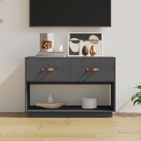 Meuble TV, Banc TV, Support pour Téléviseur, Meuble de Salon Gris 90x40x60 cm Bois de pin massif YHJ51748 (1/5)