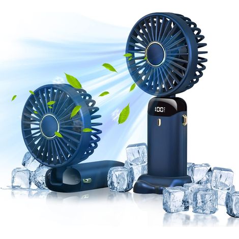Ventilateur personnel portable, mini ventilateur de poche, ventilateur de cou orientable à 90°, rechargeable par USB, batterie 4000 mAh, silencieux, avec batterie externe intégrée.-AquaForge