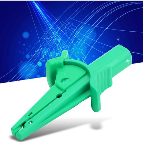 J.60041 Sicherheitsprüfklemme, Krokodilklemme mit 4 mm Schutzbananenstecker am Ende, Stromprüfklemme, grün. (1/5)