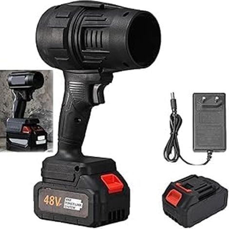 Trade Shop - 48V Doppelbatteriegebläse für Blätter Turbo-Trockner-Autoventilator -