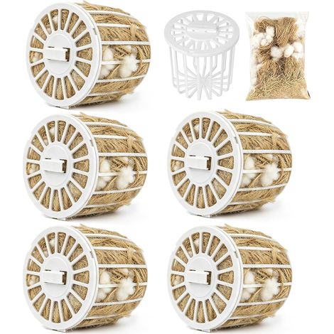 Lot de 5 supports de nid : matériau de nid pour oiseaux, mélange de jute naturel, matériau de nid d'oiseau pour canaris, perruches, finons et oiseaux sauvages, matériau de nid pour oiseaux (1/5)