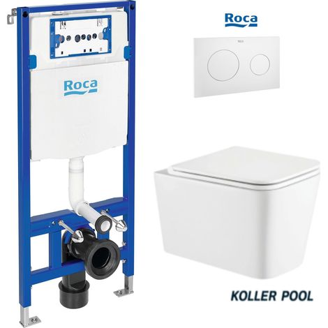 Bâti-support ROCA Active pack réservoir encastrable et plaque Blanc Brillant avec WC suspendu ROUND Tornade 3.0 Noir Mat par KP (1/4)