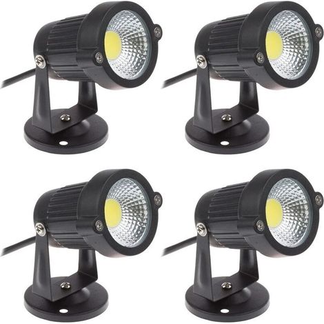 Lot de 4 Spot LED Cob 5W 220V Spots Jardin Orientables Luminaires Extérieur Jardin Terrasse(Blanc Froid) (1/4)