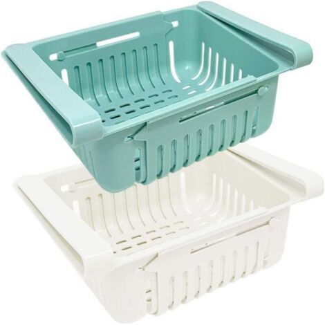 BUNTHAUS Deux boîtes de rangement de cuisine, adaptées aux réfrigérateurs, boîtes de rangement extensibles de type tiroir pour réfrigérateur (1/5)