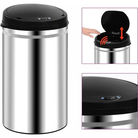 vidaXL Cubo de basura con sensor automático 40 L acero inoxidable (1/5)