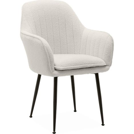 Boucle fabric accent chair with metal legs, Shella boucle, Off-White Boucle, 57x59x84.5 cm (1/5)