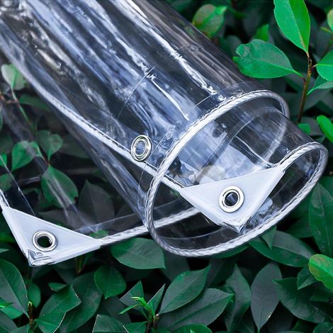 Bâche imperméable 1 x 2 m, transparente, avec œillets, 650 g/m², indéchirable, protection contre le vent, protection contre le froid, pliable pour balcon, protection contre la pluie, bâche (1/5)