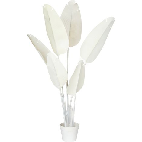 Planta artificial en maceta material sintético 123 cm accesorio decorativo para interior blanco Musa Tree