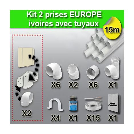 Kit 2 prises europe avec tuyaux - couleur au choix - beige