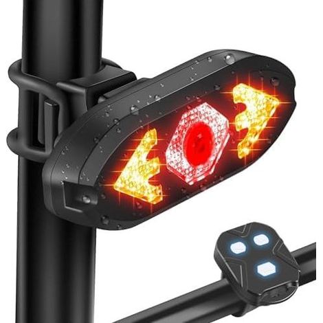 Clignotant VéLo LED, Clignotant Trotinette Electrique Ipx6 éTanche,Feu Arriere Velo Intelligents avec TéLéCommande,Clignotant De VéLo Rechargeable USB avec Klaxon 120 DB,pour La Conduite De Nuit (1/5)
