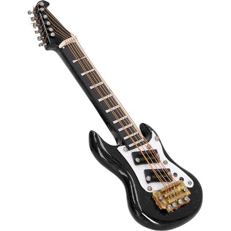 Aimant de réfrigérateur miniature en forme de guitare électrique, en résine noire, finitions soignées. (1/5)