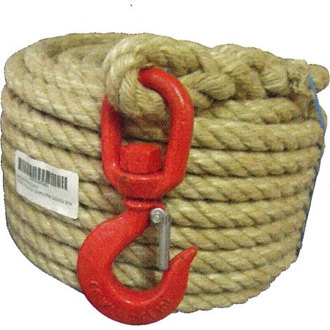 CORDERIE MESNARD-Hanf-Rollenseil 20M mit Haken Diam. 20/22 - CPCHS200C020N