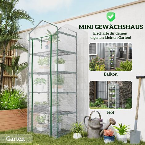 Serre de jardin avec porte coulissante, étagères intégrées, serre tunnel hivernale en acier, abri de culture pour balcon, potager, serre à tomates 69 x 49 x 193 cm, véranda légère pour légumes et fleu (1/5)
