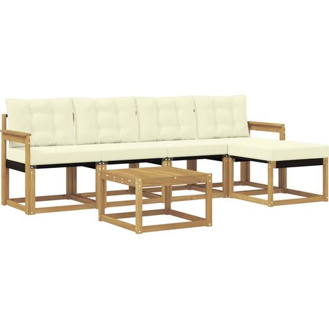 Outdoor Sofa Set 6 pcs White and Cream vidaXL (1/5)