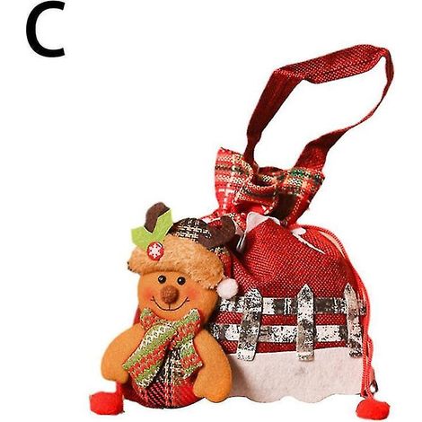 Sac cadeau de Noël pour poupée bonhomme de neige, sac cadeau de Noël à cordon réutilisable, lot de 10 -c (1/5)