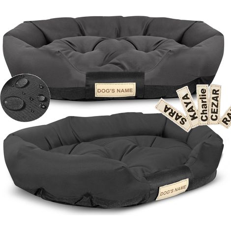 Cama para perros de 75x50 cm, personalizada, impermeable, negra.
