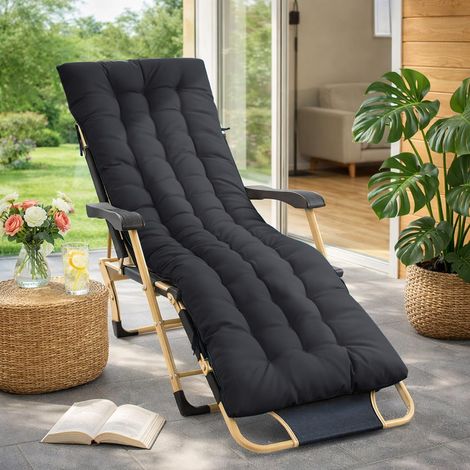 Coussins pour Bains De Soleil，170x53x8 CM Chaise Longue Jardin，Matelas Transat Bain De Soleil Chaise Longue Exterieur pour Jardin Terrasse Balcon (1/5)