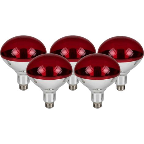 Ampoule Chauffante 250W E27, Lampe Infrarouge Rouge pour Terrarium, Chiens, Thérapie de Chaleur, Lampe Chauffante Animaux (Pack 5)