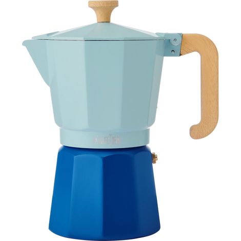 La Cafetière Espresso de 6 tazze, Sky blue de bicolore, in alluminio de, compatibileconde macchine da caffè a gas, elettriche, in ceramica, tradizionali italiane, 290 ml