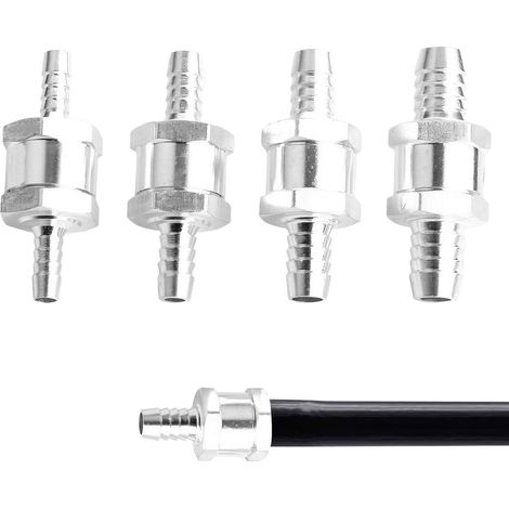 Clapet Anti Retour Gasoil, 4 Pièces Clapet Anti Retour, Clapet Anti-Retour En Aluminium De Carburant 6/8/10/12mm, Clapet Anti-Retour De Carburant pour Essence Diesel Eau Marine (1/5)