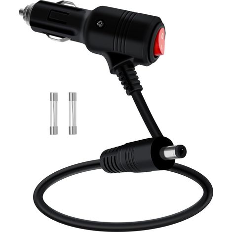 Rallonge Allume Cigare vers DC 5,5 x 2,1 mm Prise Allume Cigare vers DC 12V 24V 16AWG 15A avec Interrupteur et Indicateur LED Pour GPS, Caméra, Lumières LED (1m) (1/5)