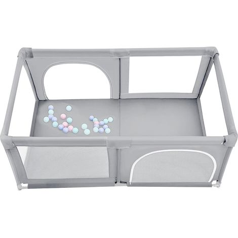 Parques de Juegos para Bebé con 50 Bolas 180 x 120 x 66CM Parque infantil bebe, Interior y exterior parque de juegos bebe, Centro de Actividades Infantiles, Gris claro (1/5)